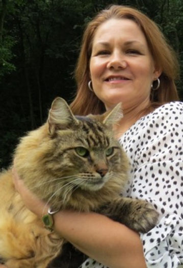 Kelly with Alfie her cat